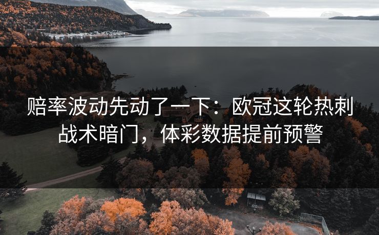 赔率波动先动了一下：欧冠这轮热刺战术暗门，体彩数据提前预警