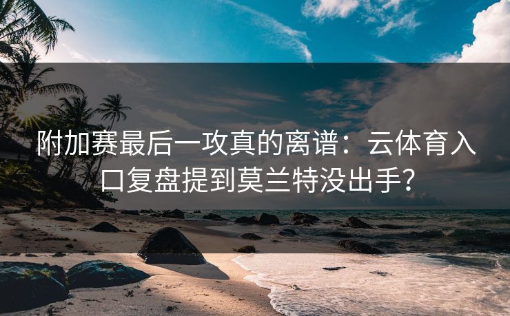 附加赛最后一攻真的离谱：云体育入口复盘提到莫兰特没出手？