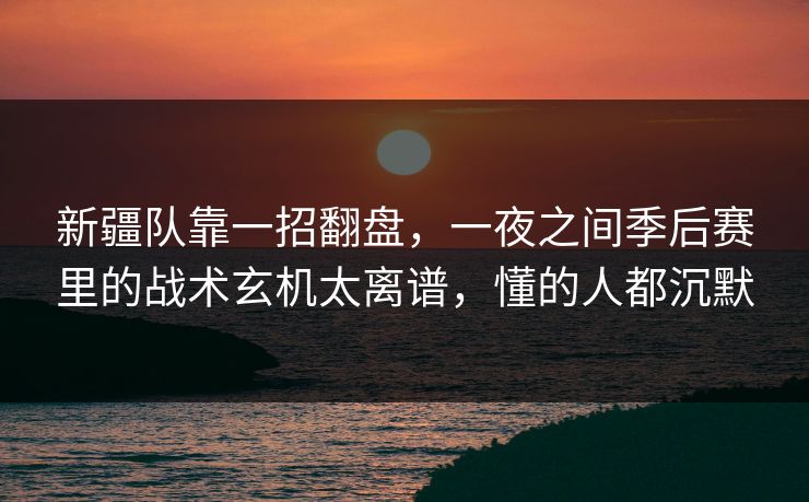 新疆队靠一招翻盘，一夜之间季后赛里的战术玄机太离谱，懂的人都沉默
